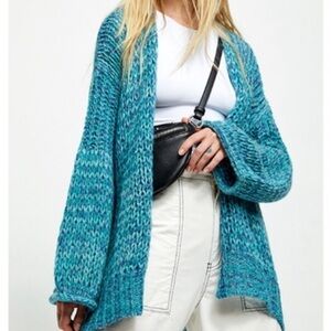 Free People Home Town Cardi Cardigan Sweater Arctic Turquoise Blue Alpaca Size S